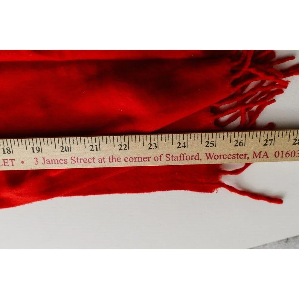 Cashmink By V. Fraas Scarf Womens Red Fringe  Acrylic Made In Germany